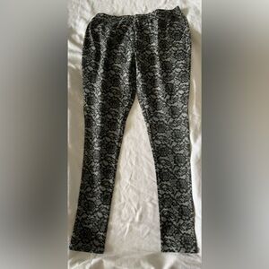 Black and Gray Lace Patterned Pants